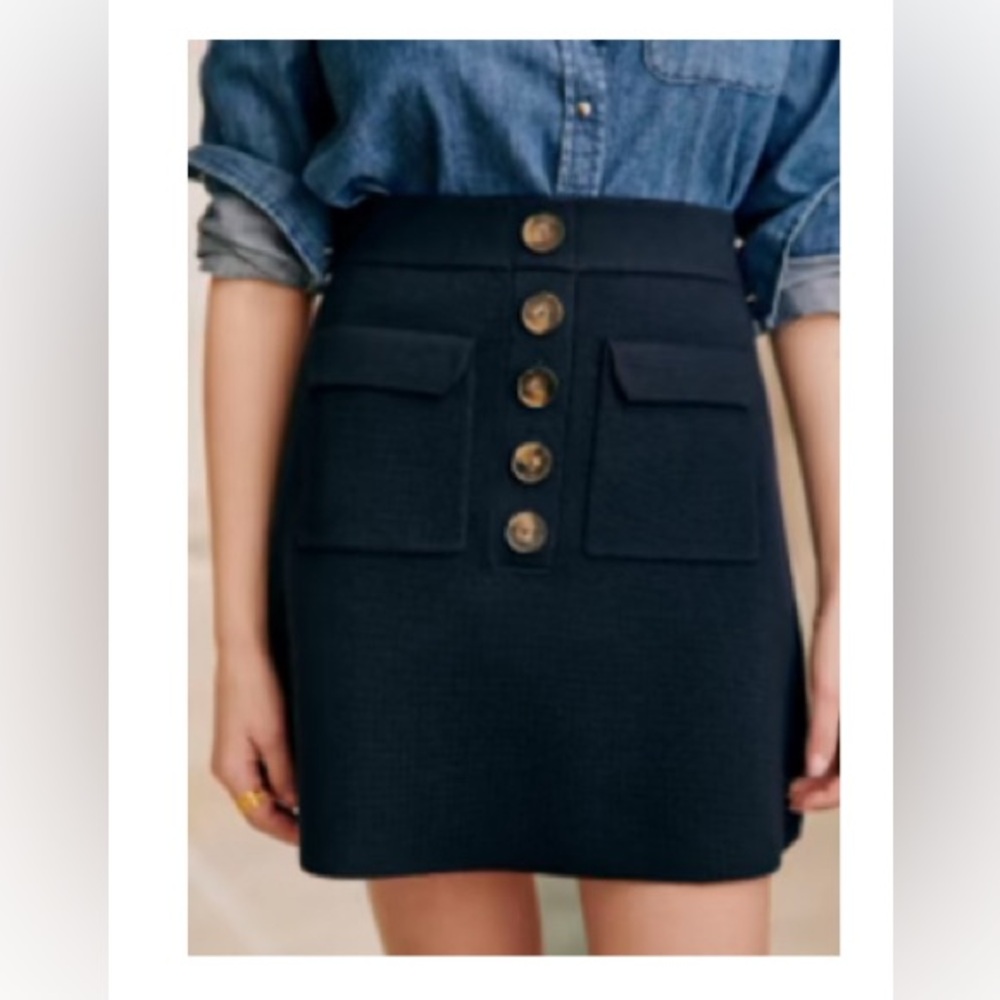 Sezane Sorena Skirt Navy Blue - Size S